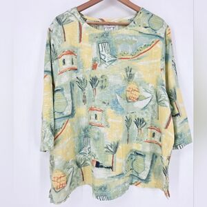 Hot Cotton By Marc Ware Linen Blend Top, Sz 3X